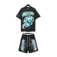 Hellstar T-Shirt And Shorts Two-Piece Set High-quality pure cotton high-street clothing