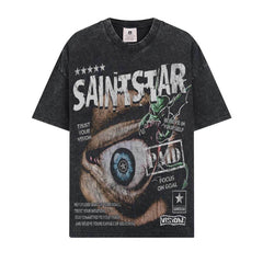 BIG FACE T shirts Pure Cotton High-Street Fashion
