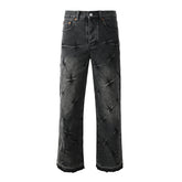 Mens trendy purple jeans 100% cotton High Street Distressed