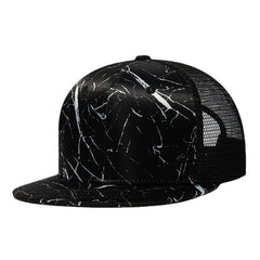 Trendy flat brimmed snapback hatsspring summer breathable sunshade
