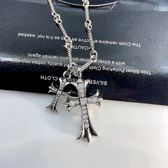 CHH Chrome heart Cross Necklace Double Cross Necklace for Men and Women