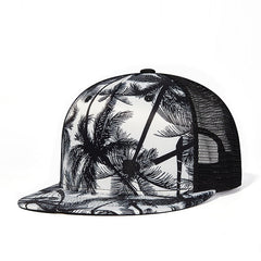 Trendy flat brimmed snapback hatsspring summer breathable sunshade