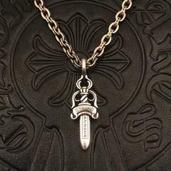 CHH Chrome heart Cross Necklace Men's and Women's Medium Double Sided Sword Pendant Vintage Style