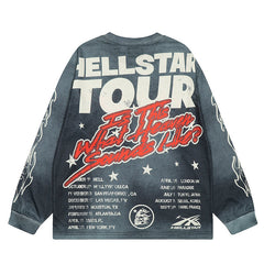 Hellstar Long Sleeve Shirts Hip-hop loose oversize High-quality pure cotton high-street clothing