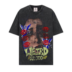 BIG FACE T shirts Pure Cotton High-Street Fashion