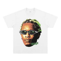 BIG FACE T shirts Pure Cotton High-Street Fashion