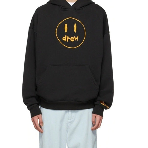 DREW HOUSE Hoodie Black large smiley face texture