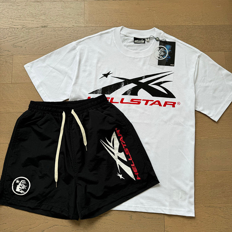 Hellstar T-Shirt And Shorts Two-Piece Set High-quality pure cotton high-street clothing