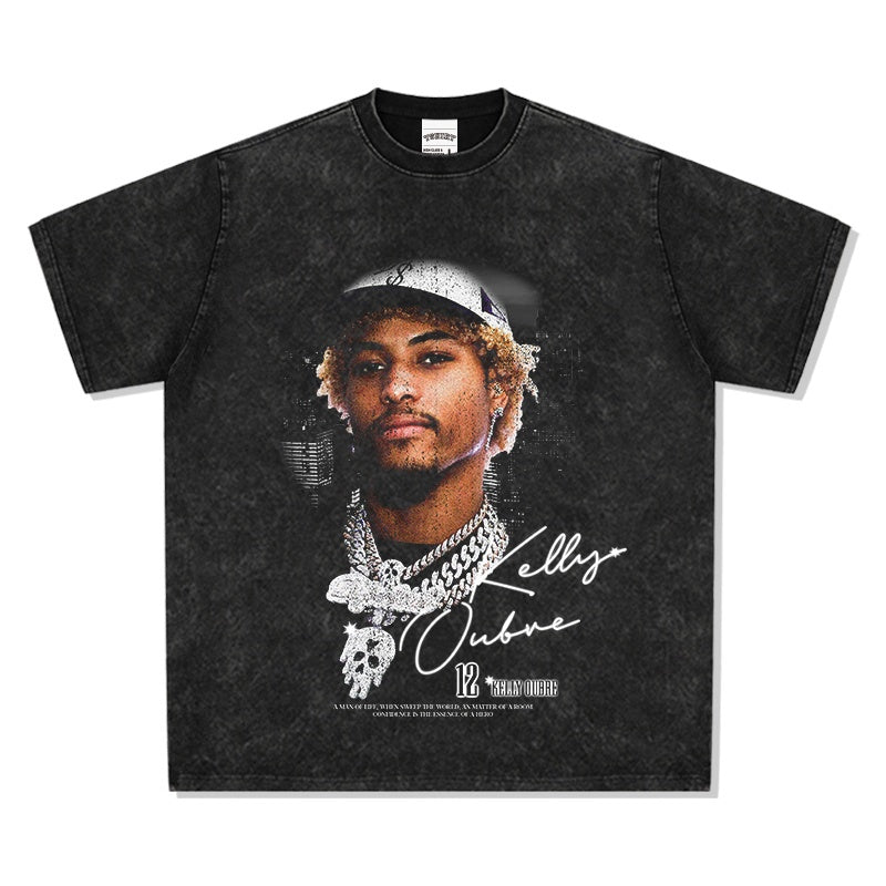 BIG FACE T shirts Pure Cotton High-Street Fashion
