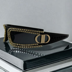 Trendy punk glasses with diamonds