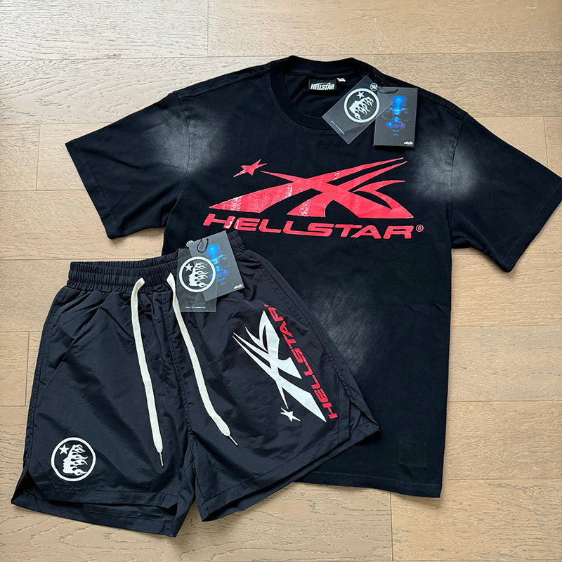 Hellstar T-Shirt And Shorts Two-Piece Set High-quality pure cotton high-street clothing