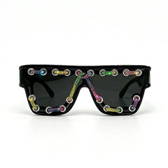 Trendy punk glasses sparkling diamond retro