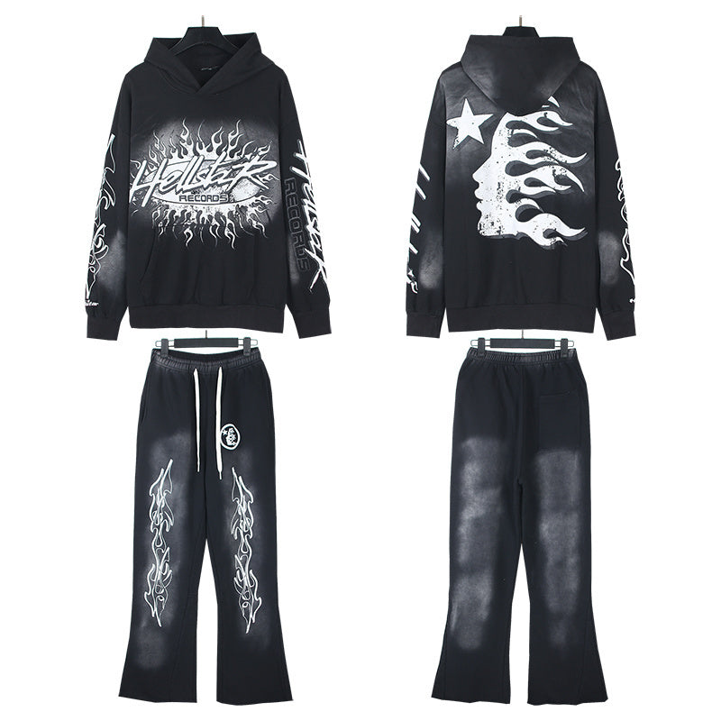 Hellstar Hoodie And Pants Two-Piece Set High-quality pure cotton high-street clothing