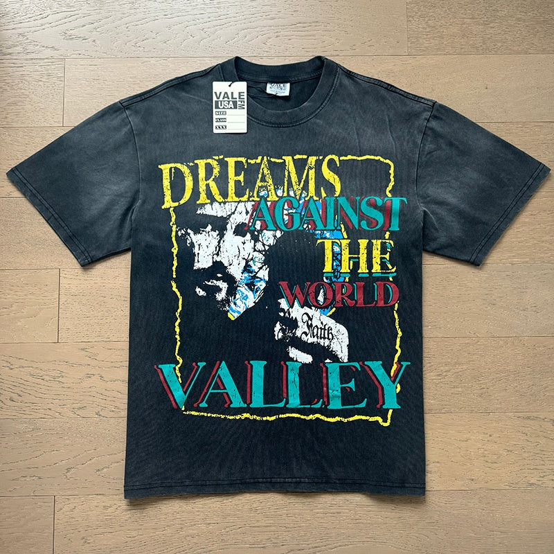 Valeforever Vale T Shirts Washed black with a distressed finish