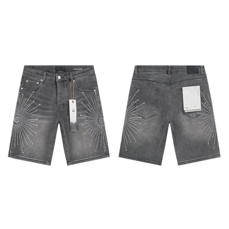 Mens trendy purple jeans 100% cotton Denim Shorts #PU503