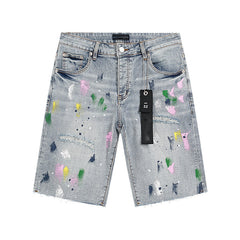 Mens trendy purple jeans 100% cotton Denim Shorts #PU510