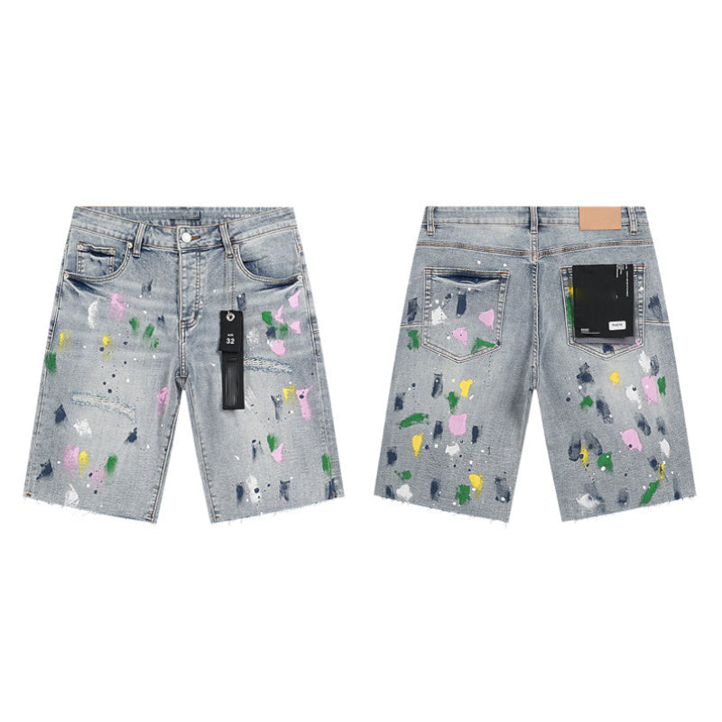 Mens trendy purple jeans 100% cotton Denim Shorts #PU510