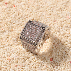 Rings Zircon Ring Square Bling Rap Spectrum