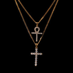 Jewelry Zircon Anhe Cross Pendant Set Stainless Steel Crosses St. Valentine's Spectrum Angel Pieces