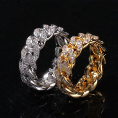 Rings Rap Cuban Chain Ring 8mm Full Zircon Ring St. Valentine's Spectrum