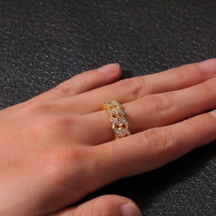 Rings Rap Cuban Chain Ring 8mm Full Zircon Ring St. Valentine's Spectrum
