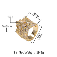 Rings Hip Hop Pentagram Zircon Ring Spectrum St. Valentine's