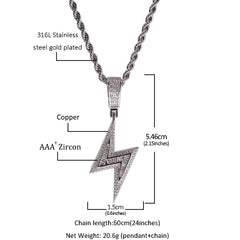 Jewelry hip hop cool lightning pendant copper inlaid zircon hiphop lightning Spectrum