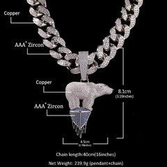 Jewelry Hip Hop Zircon Copper Polar Bear Animal Pendant Animal Spectrum