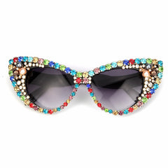 Trendy punk glasses cat eyes with diamonds