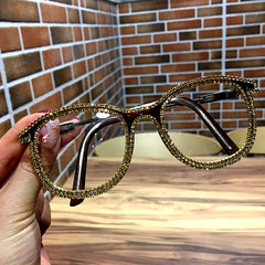 Trendy punk glasses diamond square retro