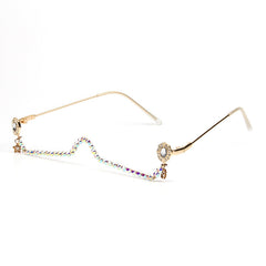 Trendy punk glasses diamond lower frame