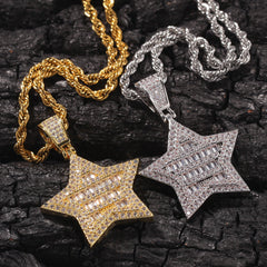 Jewelry Square Circle Zircon Pentagram Pendant Necklace St. Valentine's Spectrum Royalty Angel Pieces