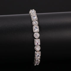 Bracelet Hip Hop Bracelet Square Round Copper with Zircon St. Valentine's Spectrum