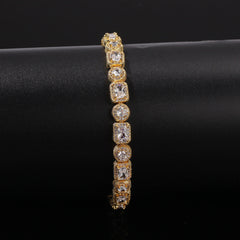 Bracelet Hip Hop Bracelet Square Round Copper with Zircon St. Valentine's Spectrum