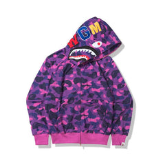 Bathing Ape Bape Hoodie Autumn and Winter Shark Mouth Men and Women Casual Camouflage Thin Sweater Baggy Coat