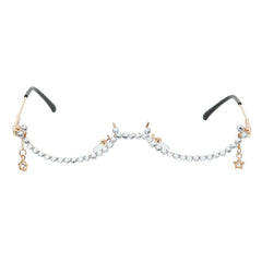 Trendy punk glasses pendant white diamond large frame