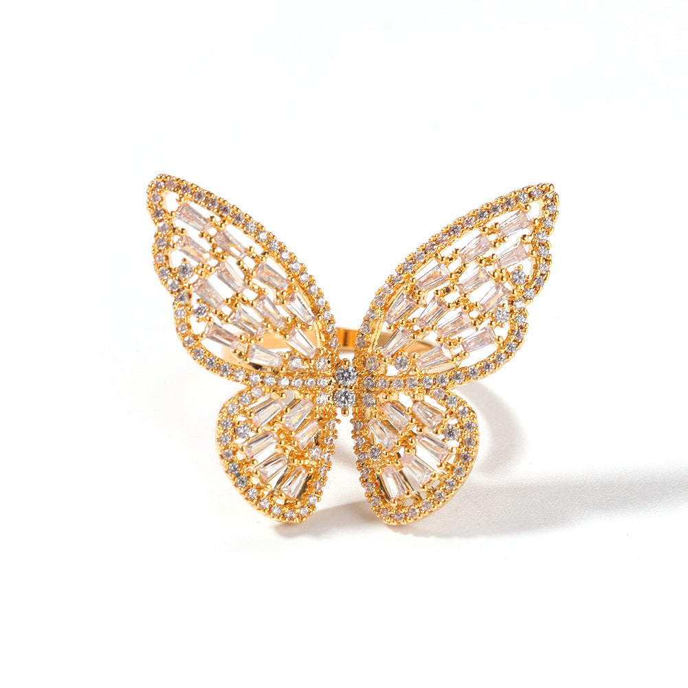 Rings 3D Hollow Butterfly Ring Adjustable St. Valentine's Animal