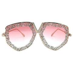 Trendy punk glasses retro sparkling diamond sunscreen