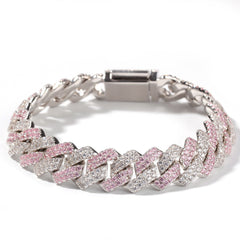 Bracelet silver powder matching bar Cuban chain bracelet hiphop St. Valentine's Spectrum