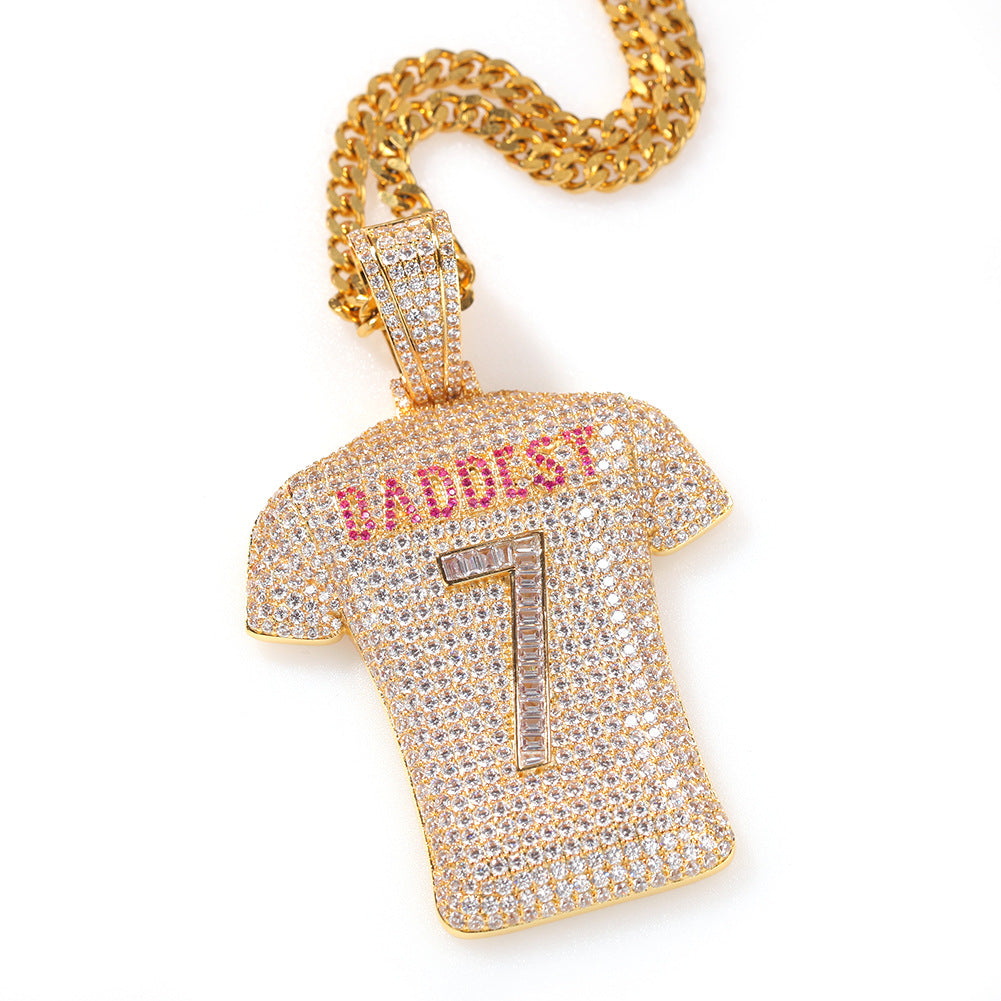 Jewelry Full Zircon No. 7 Jersey Pendant Necklace ins Spectrum Jesus Pieces Black Mamba