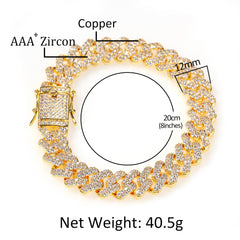 Bracelet Diamond Bracelet 12mm Bar Cuban Chain Royalty Spectrum St. Valentine's