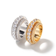 Rings Rotatable Real Gold Design Zircon Ring hiphop jewelry St. Valentine's