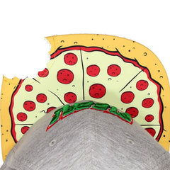 Trendy flat brimmed snapback hatsnotched gray pizza pizza