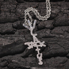 Jewelry Hip Hop Trendy Brand Diamond Cactus Jack Letter Pendant Necklace Spectrum Alphabet Pieces St. Valentine's