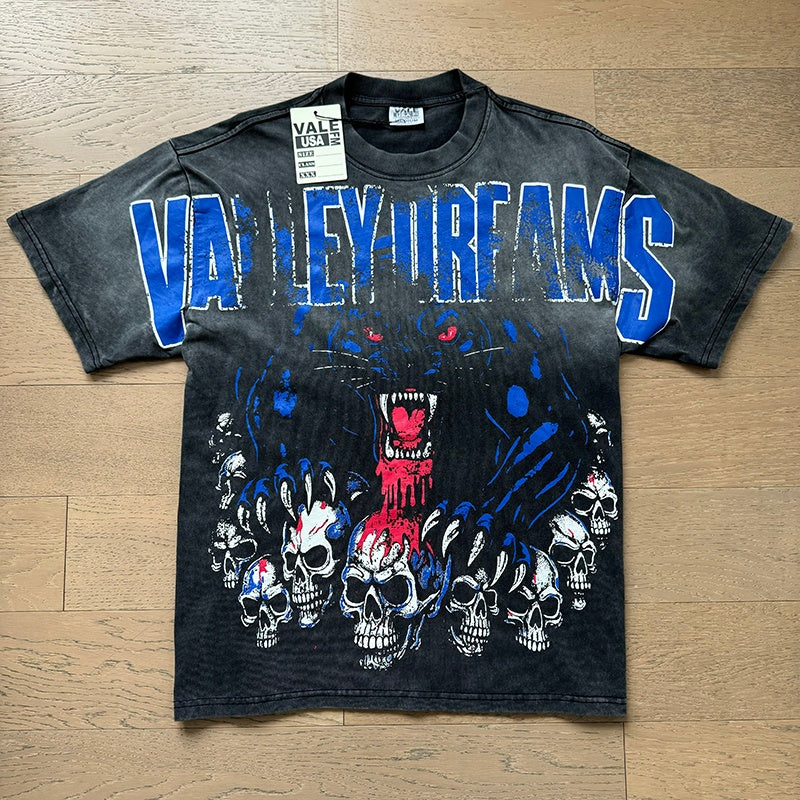 Valeforever Vale T Shirts Washed black-blue with letter print