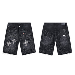 Mens trendy purple jeans 100% cotton Denim Shorts #PU529