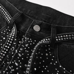 Mens trendy purple jeans 100% cotton Rhinestones #9128