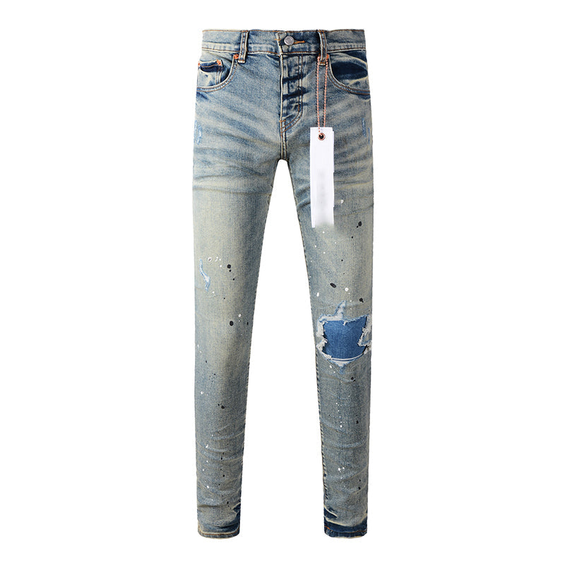 Mens trendy purple jeans 100% cotton Pure Cotton High Street Trend