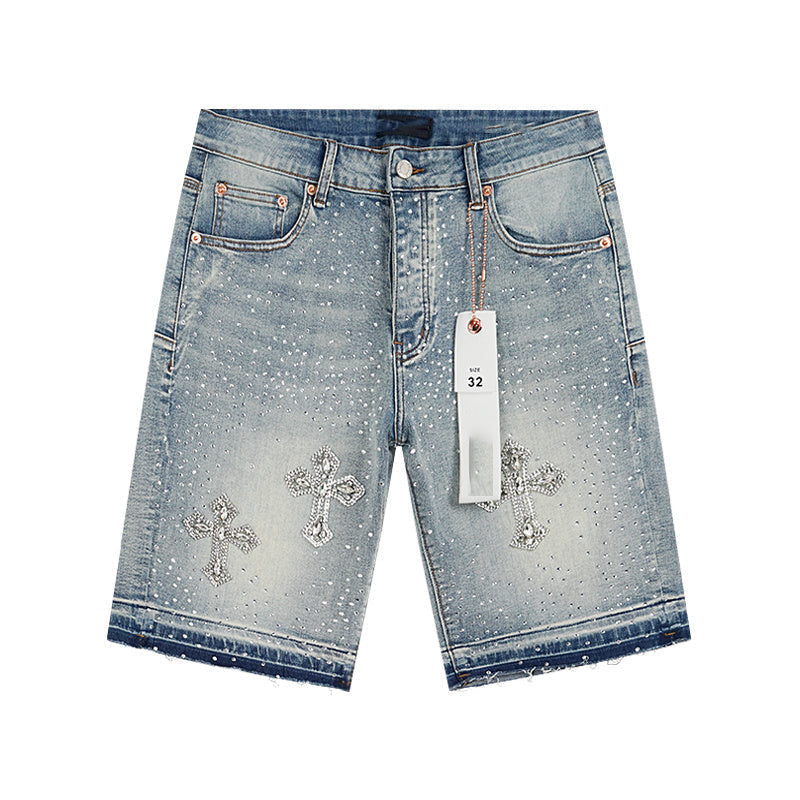 Mens trendy purple jeans 100% cotton Denim Shorts #PU512
