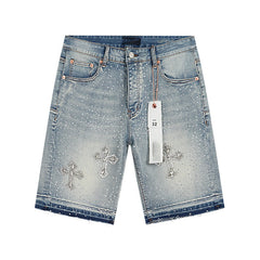 Mens trendy purple jeans 100% cotton Denim Shorts #PU512